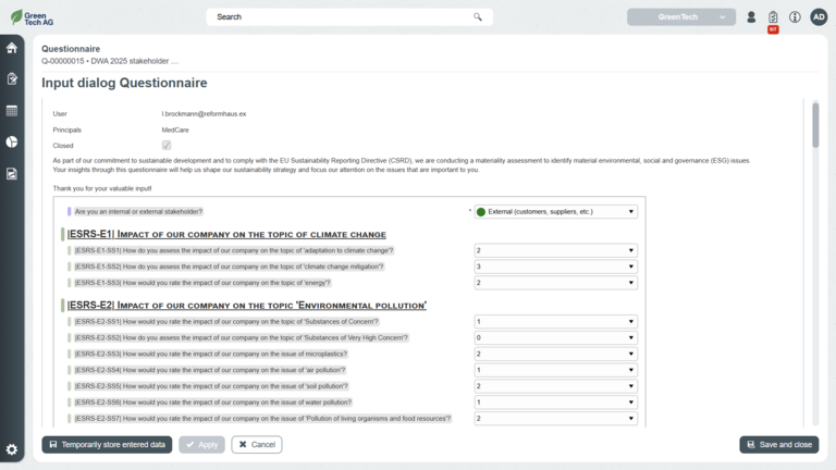 Questionnaire Stakeholder