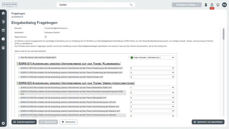 Fragebogen Stakeholder DWA