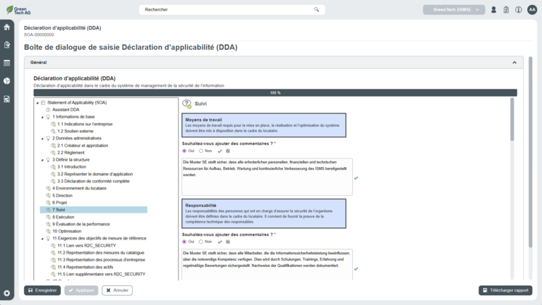 Déclaration d'applicabilité (DDA)