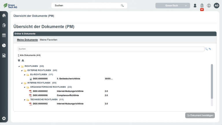 Übersicht der Dokumente